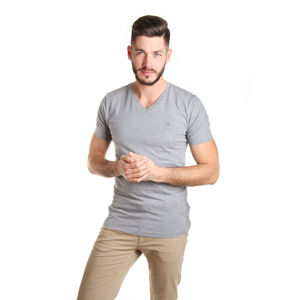 Calvin Klein pánské šedé tričko Embro - M (39)